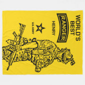 アメリカ陸軍世界レンジャー最高の名前をカスタムする フリースブランケット (正面(横))