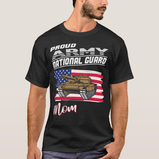 アメリカ陸軍州兵の母を誇りに思うハートマザーズデー Tシャツ (正面)