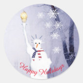 アメリカ雪だるまクリスマス休暇 ラウンドシール (正面)