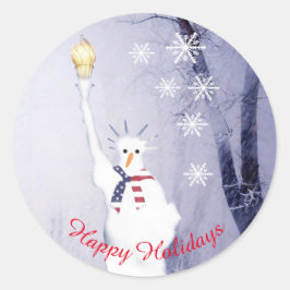 アメリカ雪だるまクリスマス休暇 ラウンドシール