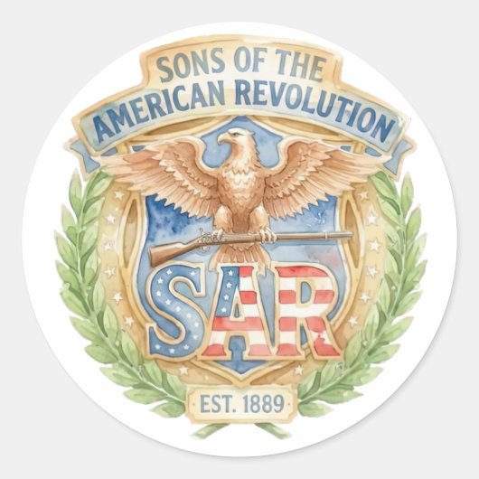アメリカ革命の息子たち SAR 創立1889 誇り ラウンドシール (正面)