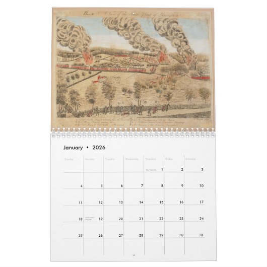 アメリカ革命戦争 カレンダー (1月 2026)