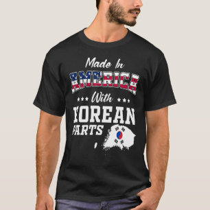 アメリカ韓国部品韓国地図USA国旗のルート Tシャツ