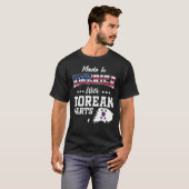 アメリカ韓国部品韓国地図USA国旗のルート Tシャツ (正面フル)