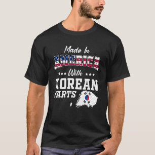 アメリカ韓国部品韓国地図USA国旗のルート Tシャツ
