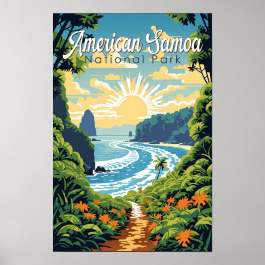 アメリカ領サモア国立公園のイラスト レトロ ポスター (正面)