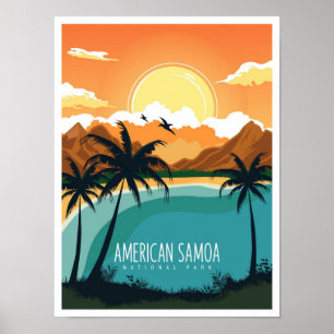 アメリカ領サモア国立公園の旅のイラスト ポスター
