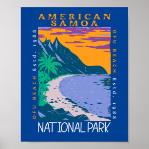 アメリカ領サモア国立公園 オフ島のビーチ ダストレス加工  ポスター