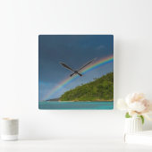 アメリカ領サモア島に虹 スクエア壁時計 (ホーム)