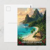 アメリカ領サモア旅行国立公園トロピカルビーチ ポストカード (正面/裏面)