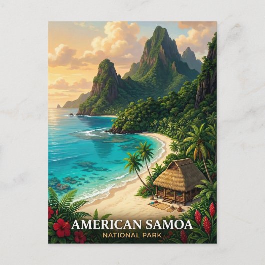 アメリカ領サモア旅行国立公園トロピカルビーチ ポストカード (正面)