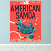 アメリカ領サモア ビンテージ旅行ポスター キャンバスプリント (インサイチュ (ウッドフロア))