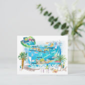 アメリカ領バージン諸島 イラスト旅行地図 ポストカード (スタンド正面)