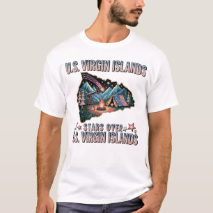 アメリカ領バージン諸島 ビンテージ トロピカル アドベンチャー アート Tシャツ