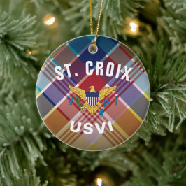 アメリカ領ヴァージン諸島の旗 セントクロワ マドラス クリスマス セラミックオーナメント