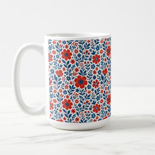 アメリカ風の花柄 コーヒーマグカップ (左)