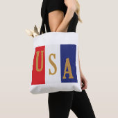 アメリカ風ストライプ装飾 トートバッグ (クローズアップ)