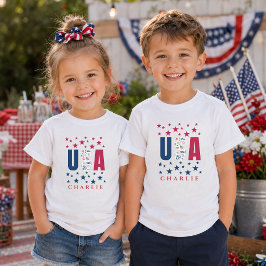 アメリカ風パーソナライズド キッズTシャツ モダン トドラーTシャツ