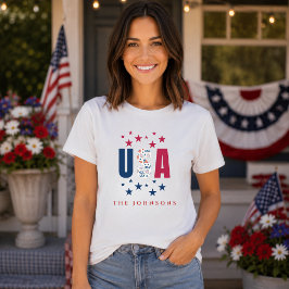 アメリカ風モダンファミリー オーダーメイド パトリオティック ウィメンズ  Tシャツ