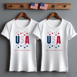 アメリカ風モダンファミリー オーダーメイド パトリオティック ウィメンズ Tシャツ