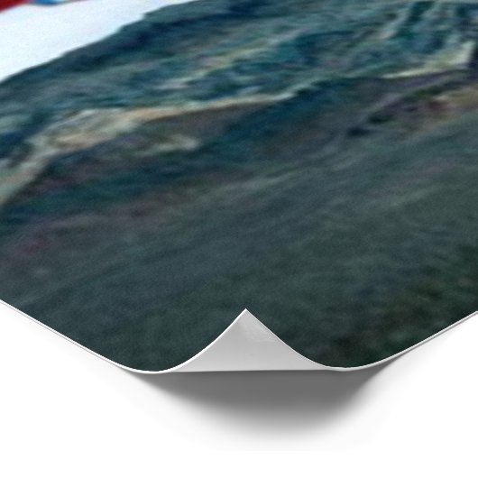 アメリカ飛んでいる国旗を掲げた空のハゲのワシ ポスター (角)