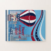 アメリカ飛んでいる愛国的な熱気球の子供たち ジグソーパズル (横)