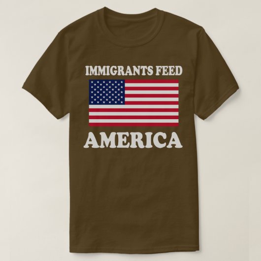 アメリカ食べ物を与え合衆国移民 Tシャツ (デザイン正面)