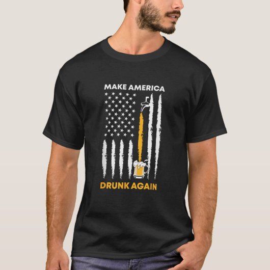 アメリカ飲を7月4日に再びアメリカ国旗に Tシャツ (正面)