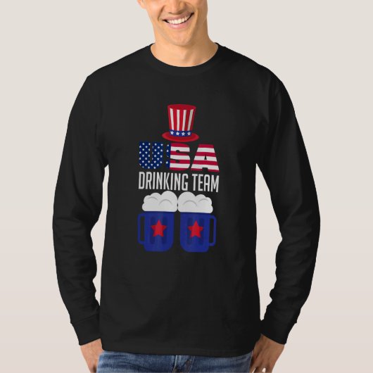 アメリカ飲酒チーム ビール愛飲者ギャグ ビール Tシャツ (正面)