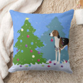 アメリカ飾フォックスハウンドのクリスマスツリー クッション (ブランケット)