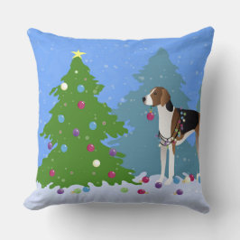 アメリカ飾フォックスハウンドのクリスマスツリー クッション