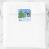 アメリカ飾フォックスハウンドのクリスマスツリー スクエアシール (バッグ)