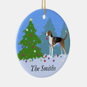 アメリカ飾フォックスハウンドのクリスマスツリー セラミックオーナメント (右)