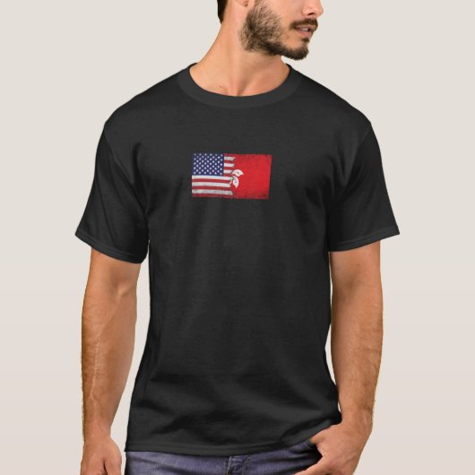 アメリカ香港旗 – アメリカ合衆国,ホー Tシャツ (正面)