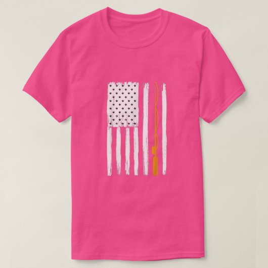 アメリカ魚釣りロッド州旗フィッシャーマンアメリカ19 Tシャツ (デザイン正面)