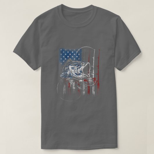 アメリカ魚釣りロッド州旗フィッシャーマンUs12 Tシャツ (デザイン正面)