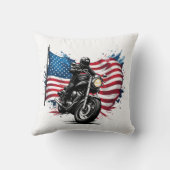 アメリカ鮮やか国旗を掲げたライダー クッション (裏面)
