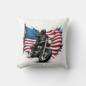 アメリカ鮮やか国旗を掲げたライダー クッション (正面)