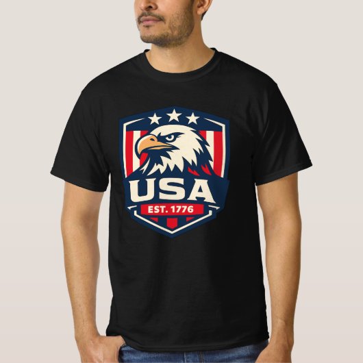アメリカ鷲バッジ 1776年創設 愛国アメリカ ヴィンテージ Tシャツ (正面)