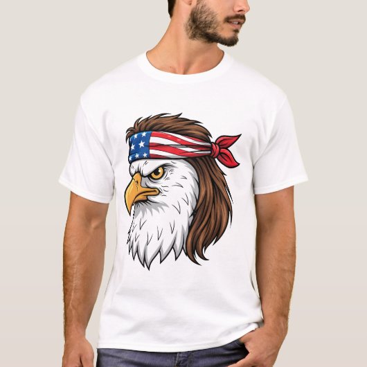 アメリカ鷲星条旗ヘアバンド愛国主義 Tシャツ (正面)