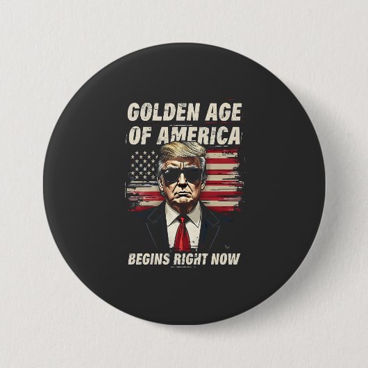 アメリカ黄金時代がトランプ4日に始まる 缶バッジ (正面)
