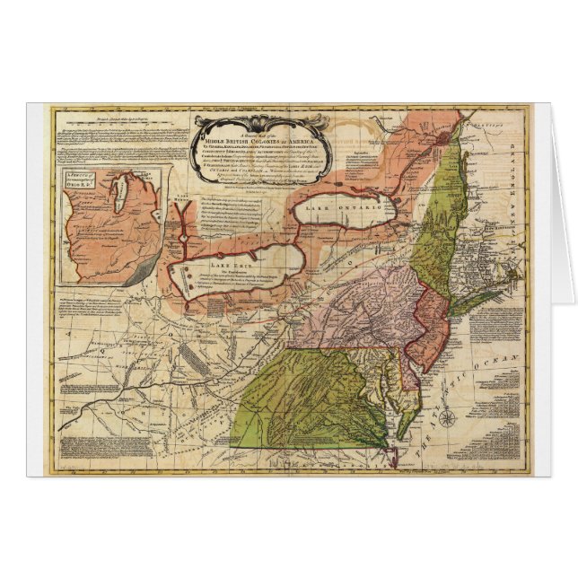 アメリカ1771年の中間のイギリスのコロニーの地図 (正面横)
