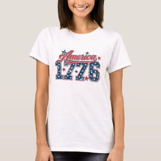 アメリカ1776ディストressed USA フラグスタイル Tシャツ