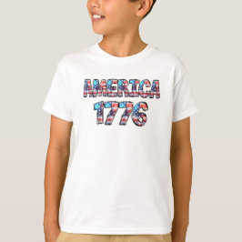 アメリカ1776年国旗と花火の子供 Tシャツ