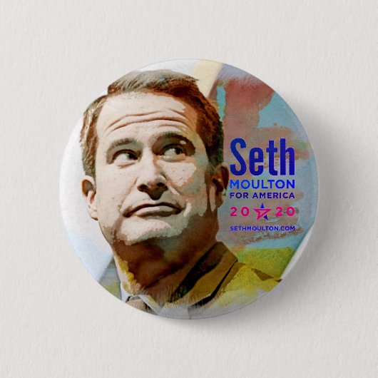 アメリカ2020年のためのSeth Moulton 缶バッジ (正面)