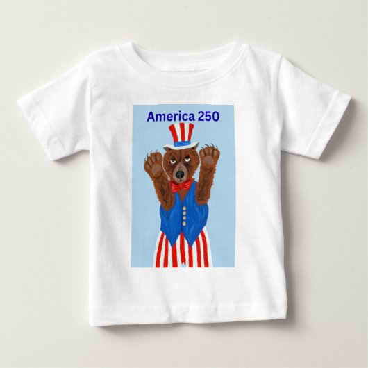 アメリカ250おじさん熊 ベビーTシャツ (正面)