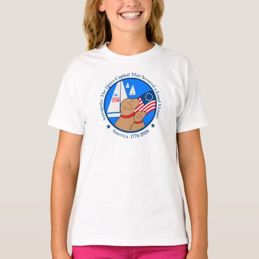 アメリカ250アナポリス・エディション 女の子半袖Tシャツ Tシャツ (正面)