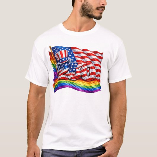 アメリカ250プライドフラッグ Tシャツ (正面)