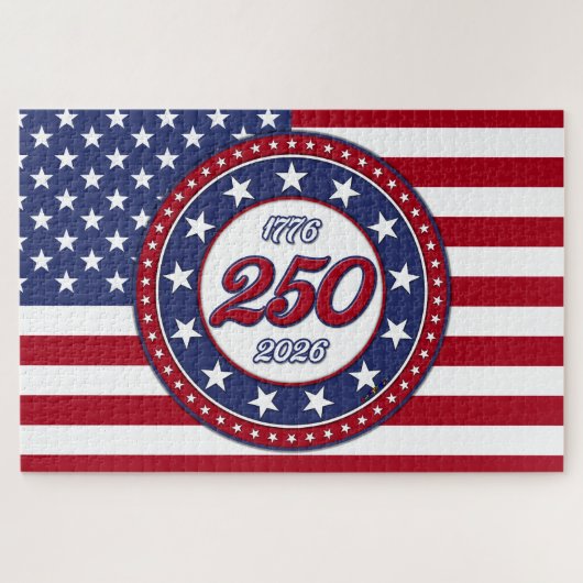 アメリカ250周年とアメリカ国旗 ジグソーパズル (横)