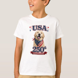 アメリカ250周年ゴールデンレトリバー青少年 Tシャツ